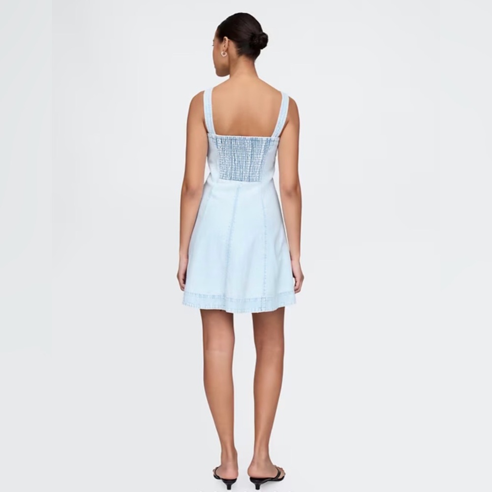 Gap Denim Stone Washed Casual Mini Dress NWT XL Summer Spring Vacation Beachy - Picture 2 of 6